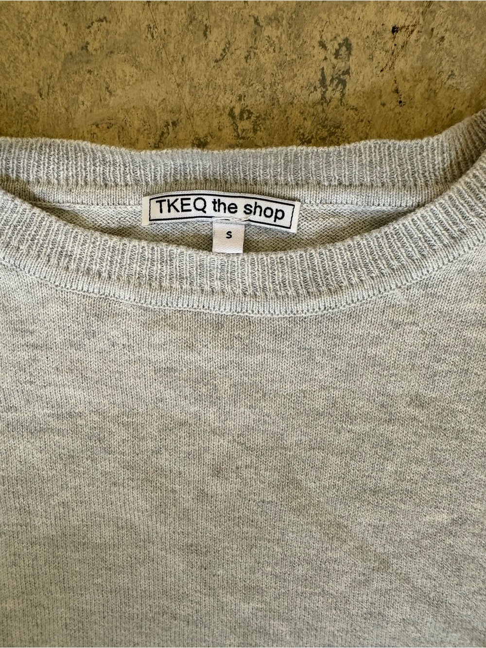 TKEQ The Shop Women’s S Gray Cotton Cashmere Star Sleeve Sweater Blue Cream - Picture 2 of 7